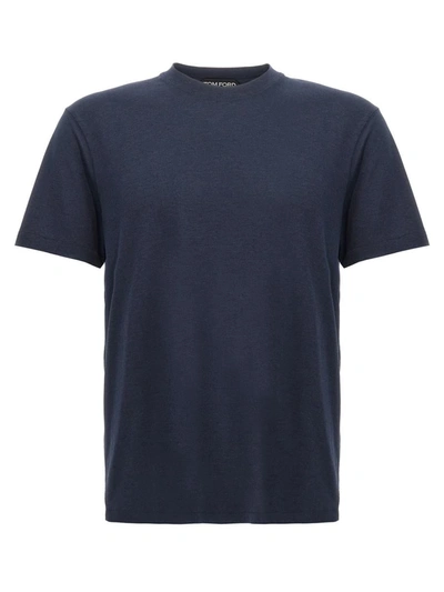 Tom Ford Lyocell T Shirt In Blue