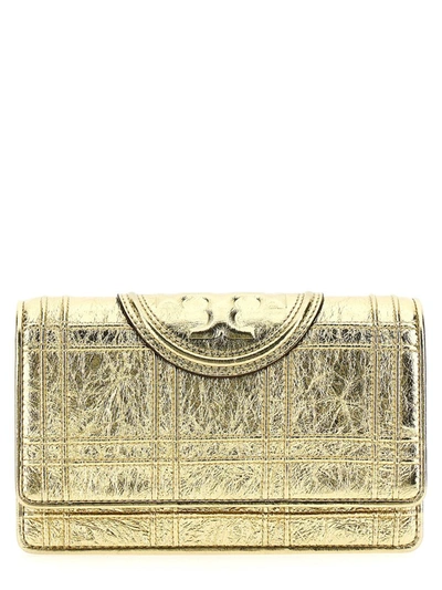 Tory Burch 'fleming Soft Metallic Square Quilt' Wallet In Gold