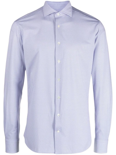 Traiano Milano Geometric-pattern Long-sleeve Shirt In White