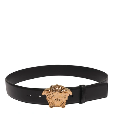 Versace Medusa Emblem Leather Belt In Black