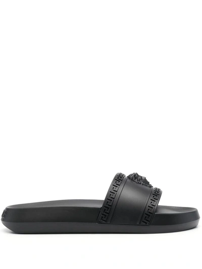 Versace La Medusa Sliders In Black