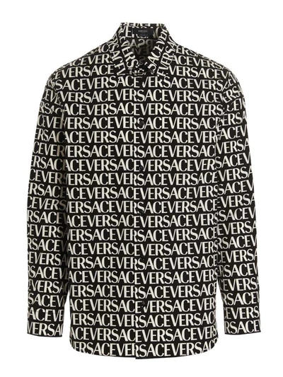 Versace Cotton Logo Shirt In Black