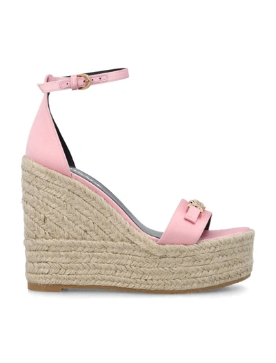 Versace 140mm Satin Wedges In Rosa