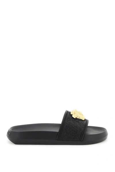 Versace Palazzo Slides In Black