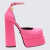 Versace Pink Canvas Medusa Aevitas Pumps In Flamingo Gold