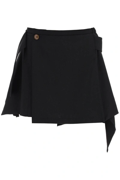 Vivienne Westwood Meghan Pleated Wool-twill Mini Skirt In Black