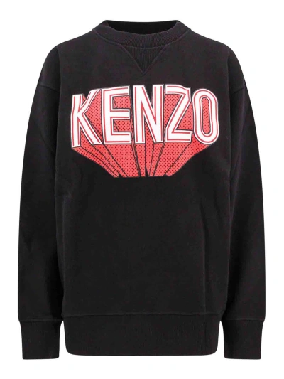 Kenzo Logo Printed Crewneck Sweatshirt In Black