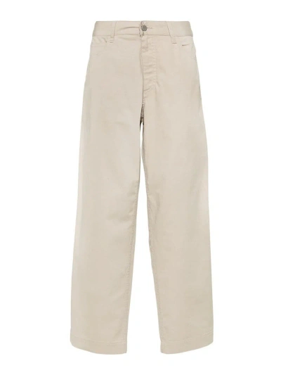 Emporio Armani Logo-patch Cotton-blend Wide-leg Jeans In Beige