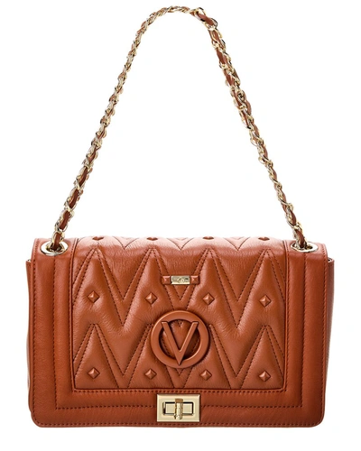 Valentino By Mario Valentino Alice Diamond Leather Shoulder Bag In Brown