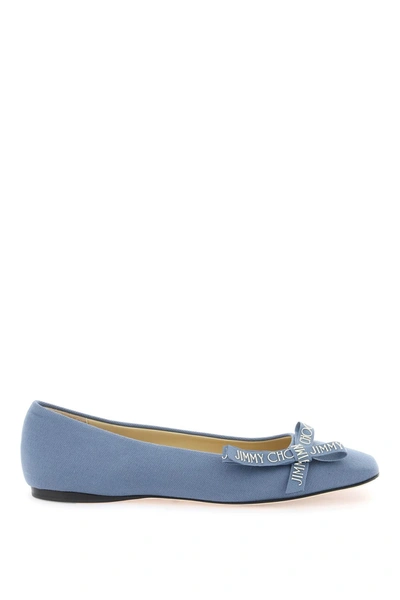 Jimmy Choo Veda Bow-detail Ballerina Shoes In Blue