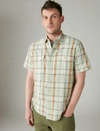 Lucky Brand Plaid Short Sleeve Cotton Button-up Workwear Shirt In Green