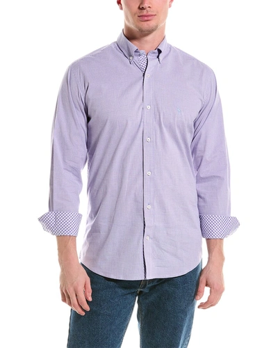 Tailorbyrd Gingham Stretch Shirt In Purple