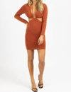 Endless Blu. Longsleeve Open Side Mini Dress In Autumn In Multi