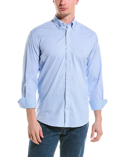 Tailorbyrd Gingham Stretch Shirt In Blue