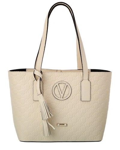 Valentino By Mario Valentino Prince Medallion Leather Tote In White