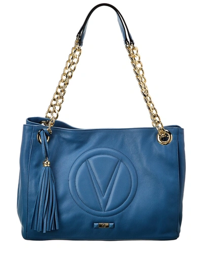 Valentino By Mario Valentino Verra Signature Leather Shoulder Bag In Blue