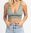 Endless Blu. Sweater V-neck Crop Tank In Dark Sage In Multi