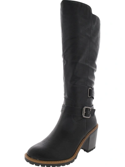 Sun + Stone Viviaan Womens Faux Leather Zipper Knee-high Boots In Black
