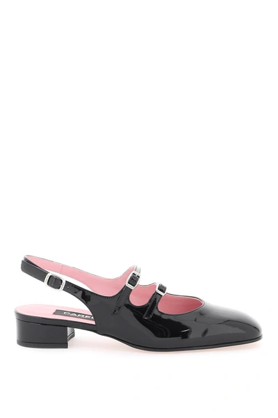Carel Patent Leather Pêche Slingback Mary Jane In Black