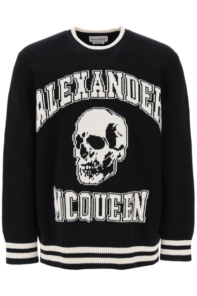 ALEXANDER MCQUEEN ALEXANDER MCQUEEN VARSITY SWEATER WITH SKULL MOTIF MEN