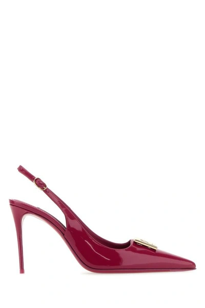 Dolce & Gabbana Tryan Purple Leather Pumps In Red