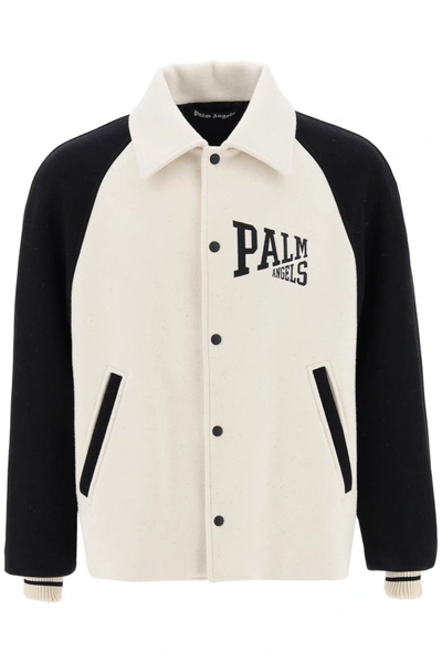 PALM ANGELS PALM ANGELS WOOL VARSITY JACKET WITH EMBROIDERY MEN