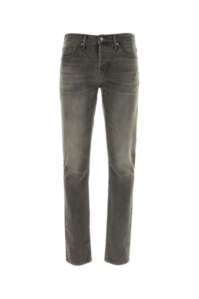 Tom Ford Mens Pale Grey Slim-fit Straight-leg Denim-blend Jeans In Gray
