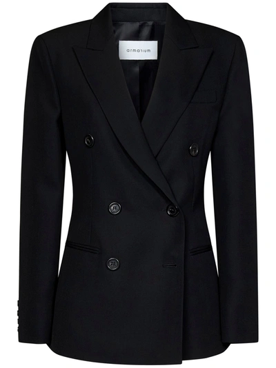 Armarium Myra Tailored Wool Button-front Blazer In Black