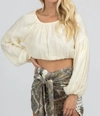 Emory Park Puff Sleeve Bubble Crop Top In Ivory In Multi