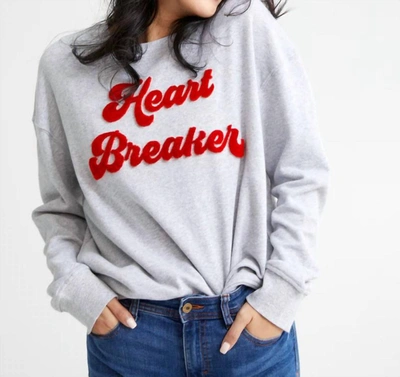 SHIRALEAH HEART BREAKER SWEATSHIRT IN GREY