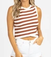 Dee Elly Striped Wrap Front Tank In Brown In Brown