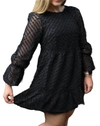 Very J Long Sleeve Dress In Black In Black
