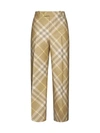 Burberry Check Wool Straight Pants In Flax Ip Check