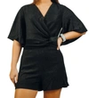 She + Sky Flutter Sleeve Romper In Black/silver In Black