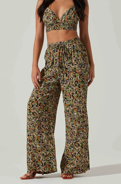 ASTR FEMI ABSTRACT WIDE LEG PANT IN BLACK/GREEN