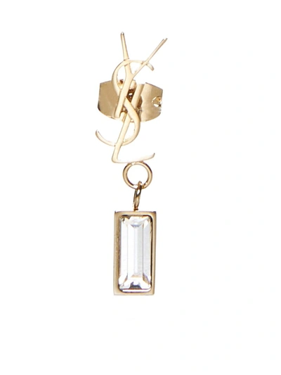 Saint Laurent Crystal-embellished Cassandre Single Earring In Gold