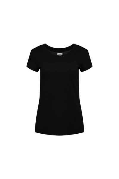 L AGENCE CORY SCOOP NECK TEE IN BLACK