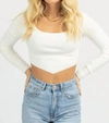 EMORY PARK TRIANGLE LONG SLEEVE CROP TOP IN IVORY