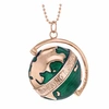 TRUE ROCKS Large Spinning Globe Necklace Rose Gold & Green Enamel