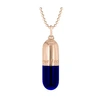 True Rocks Small Pill Necklace Rose Gold & Blue Enamel