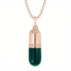 TRUE ROCKS Large Pill Necklace Rose Gold & Green Enamel