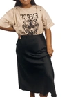 Curve Market Slip Skirt In Black In Black