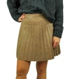 She + Sky Leather Pleated Skirt In Light Mocha In Multi