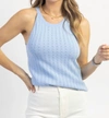 DEE ELLY SLEEVELESS KNIT TANK IN SKY BLUE