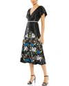 Mac Duggal Floral Sequin Wrap Front Cocktail Dress In Black