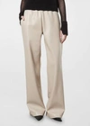 ENZA COSTA SOFT FAUX LEATHER STRAIGHT LEG PANT IN KHAKI