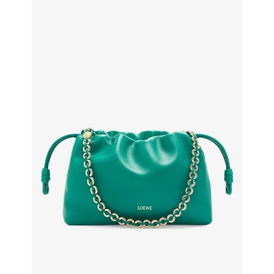 Loewe Leather Flamenco Shoulder Bag In Emerald Green