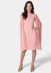 BEBE CAPE SLEEVE MIDI DRESS