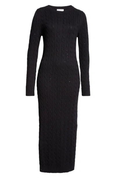Brunello Cucinelli Sequin-embellished Cable-knit Dress In Black
