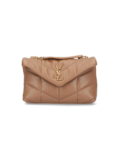 Saint Laurent Puffer Toy Quilted Leather Mini Bag In Dk Cork